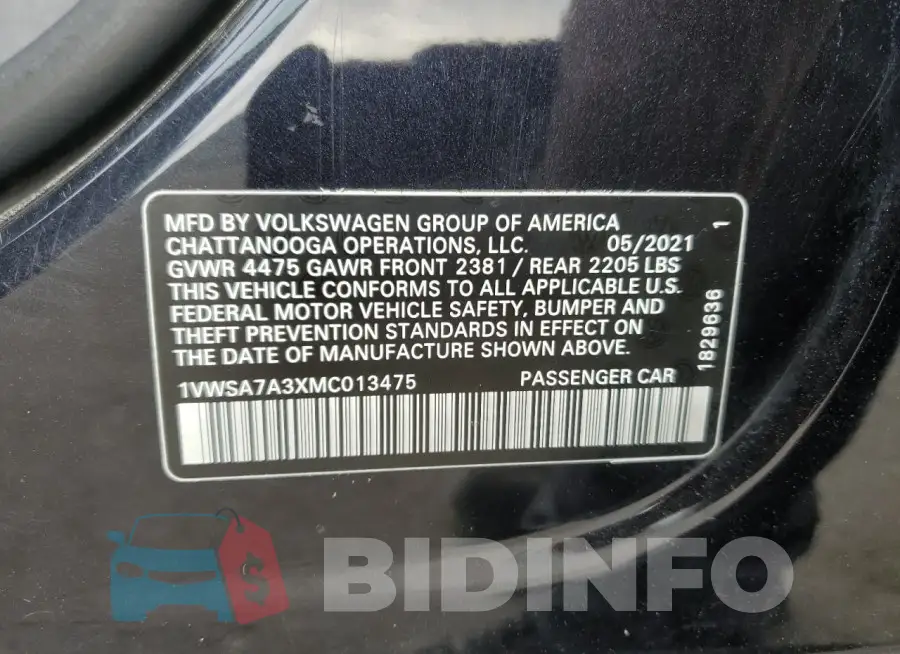 1VWSA7A3XMC013475 Photo# 12