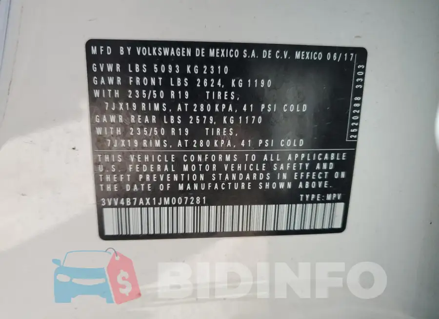 3VV4B7AX1JM007281 Photo# 14