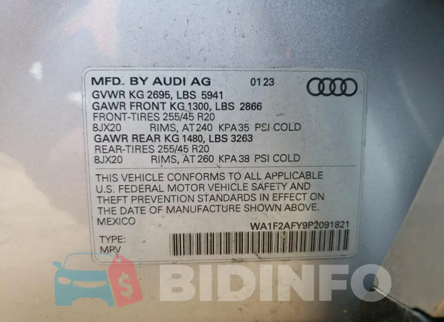 WA1F2AFY9P2091821 Photo# 12
