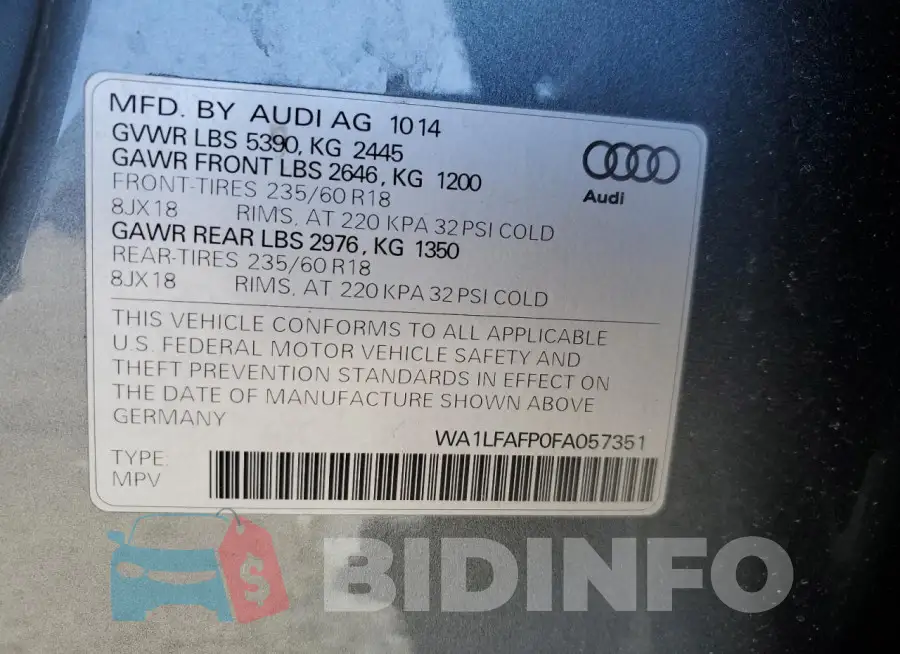 WA1LFAFP0FA057351 Photo# 12