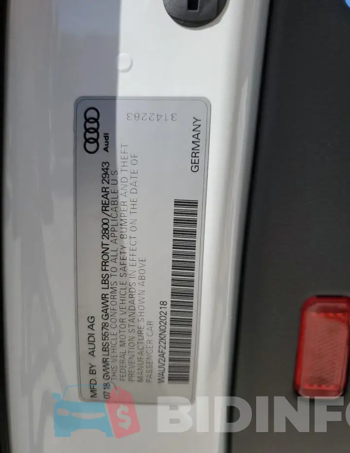WAUV2AF22KN020218 Photo# 12