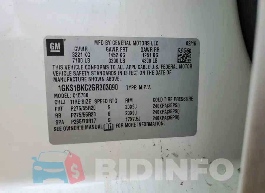 1GKS1BKC2GR303090 Photo# 12