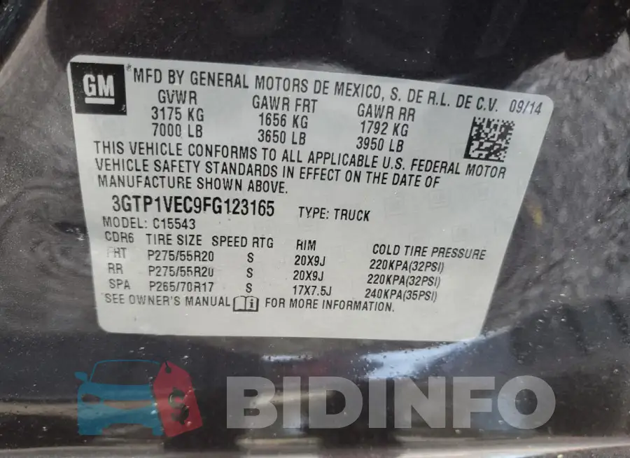 3GTP1VEC9FG123165 Photo# 12