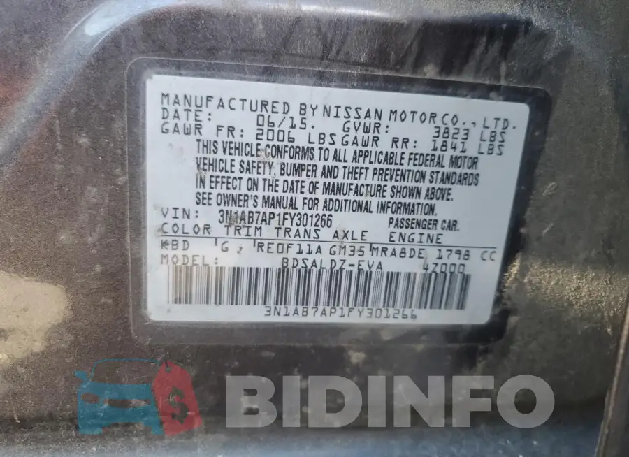 3N1AB7AP1FY301266 Photo# 13