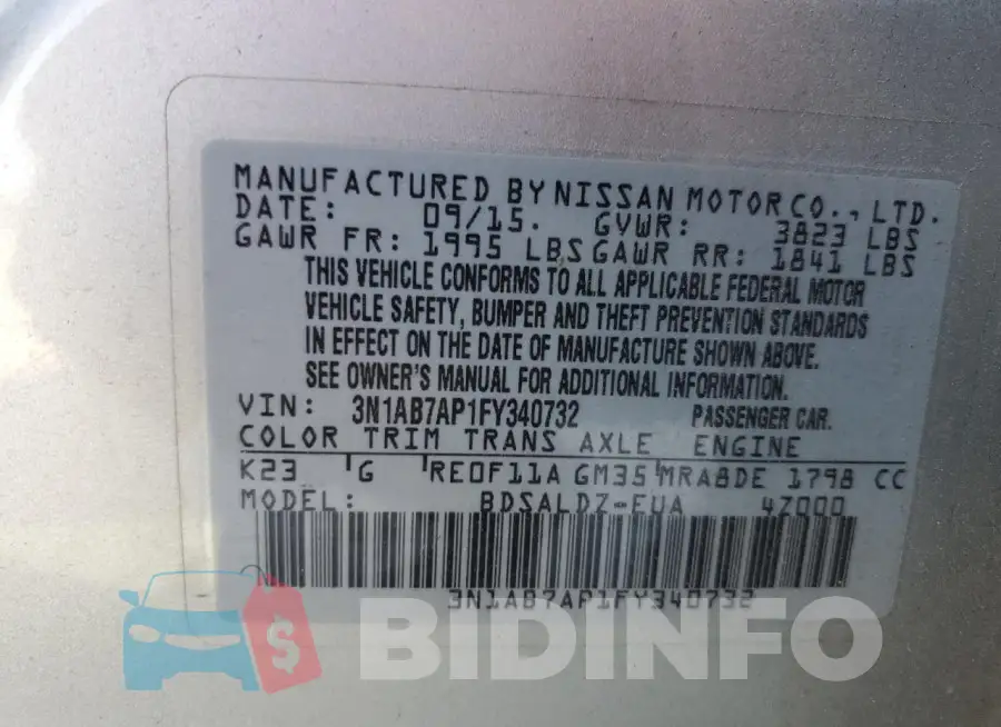 3N1AB7AP1FY340732 Photo# 12