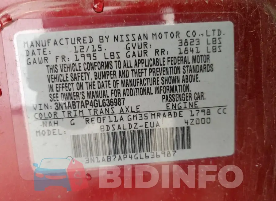 3N1AB7AP4GL636987 Photo# 12