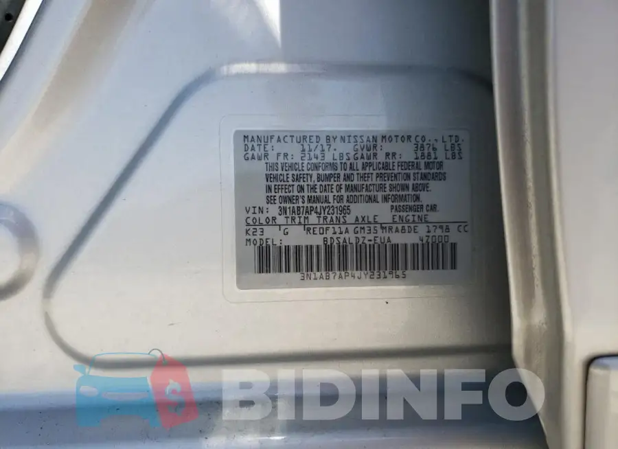 3N1AB7AP4JY231965 Photo# 12