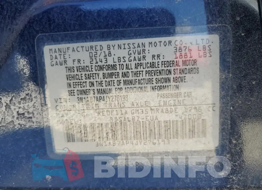3N1AB7AP4JY276193 Photo# 13