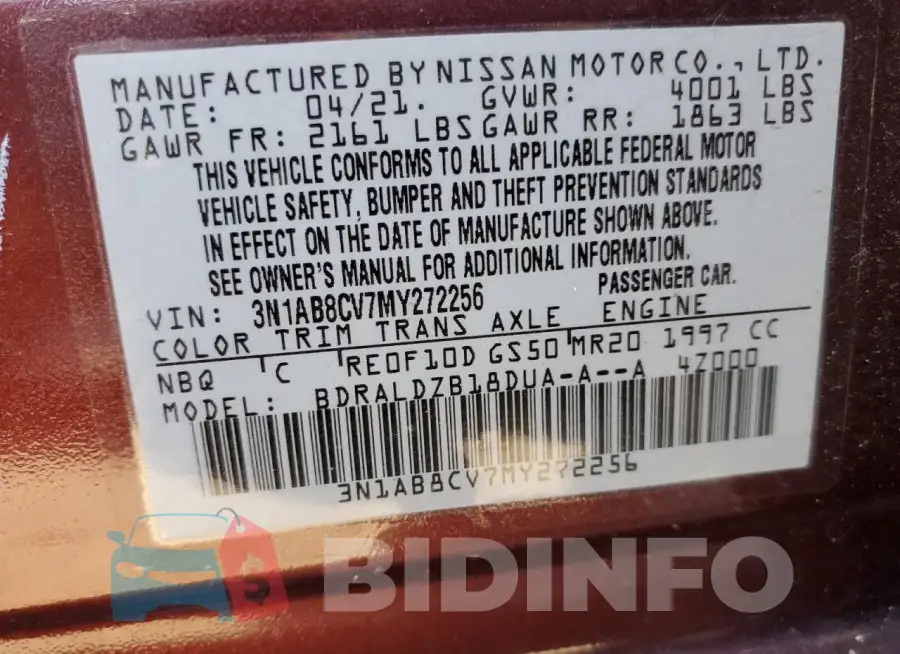 3N1AB8CV7MY272256 Photo# 13