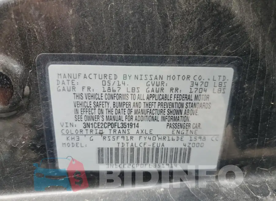 3N1CE2CP0FL351914 Photo# 13