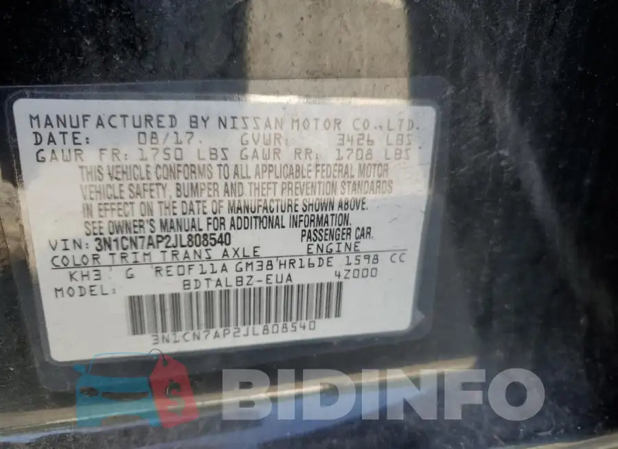 3N1CN7AP2JL808540 Photo# 13