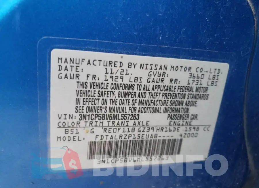 3N1CP5BV6ML557263 Photo# 12