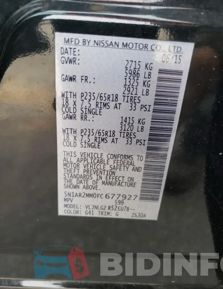 5N1AR2MM0FC677927 Photo# 13
