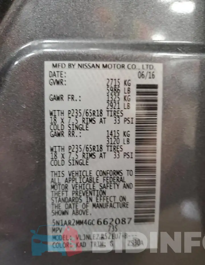5N1AR2MM4GC662087 Photo# 12
