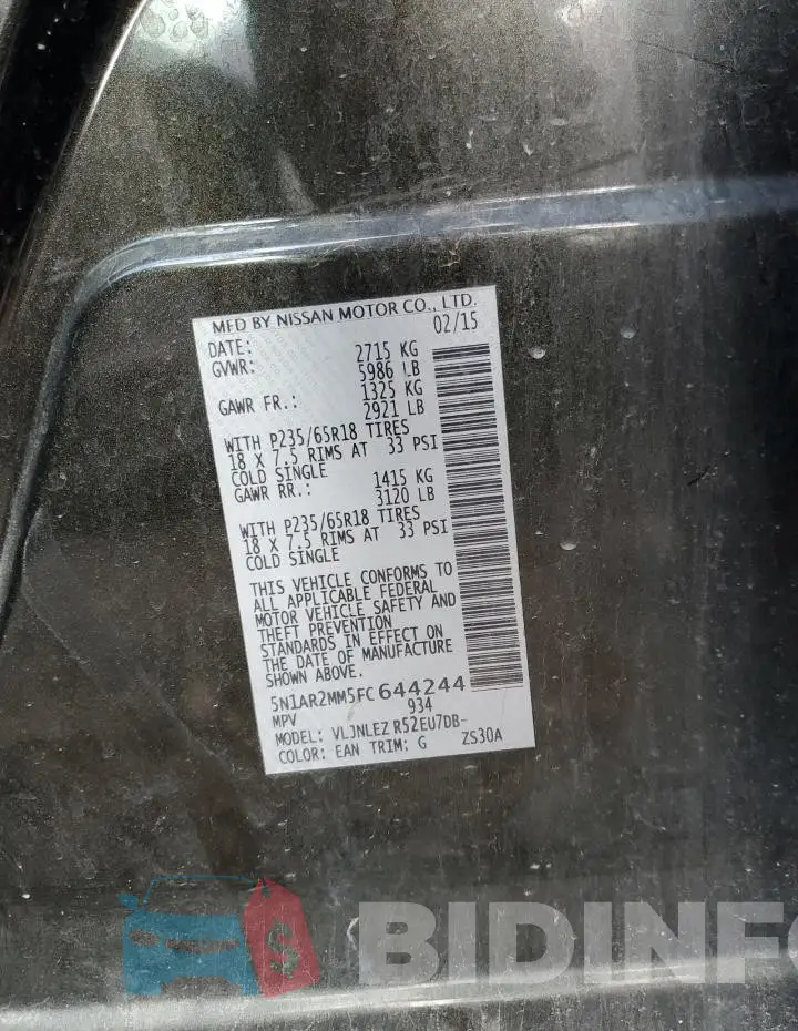 5N1AR2MM5FC644244 Photo# 12