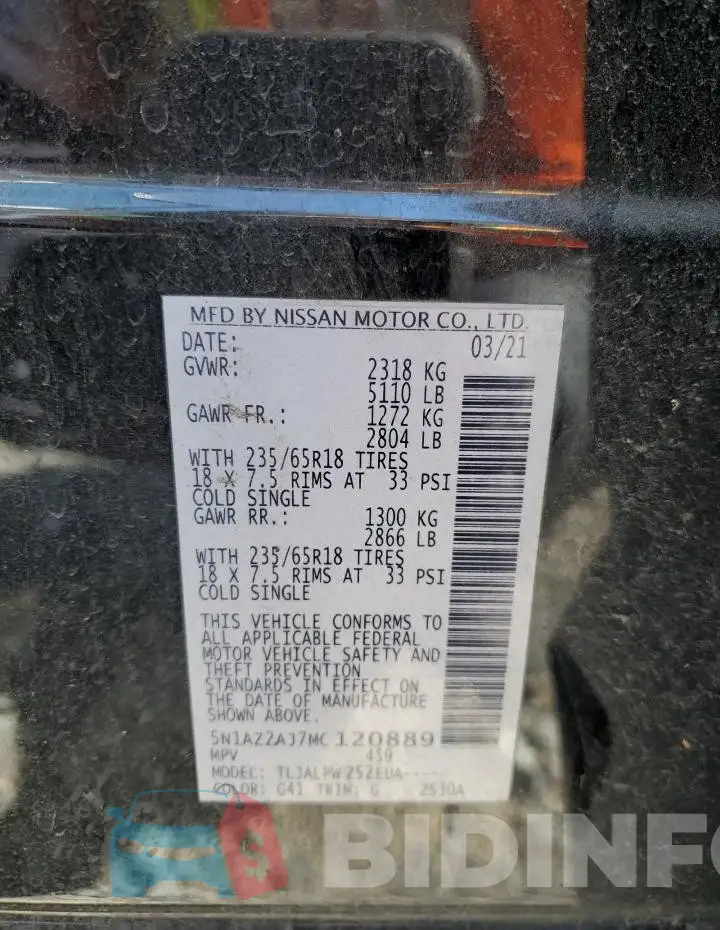 5N1AZ2AJ7MC120889 Photo# 12