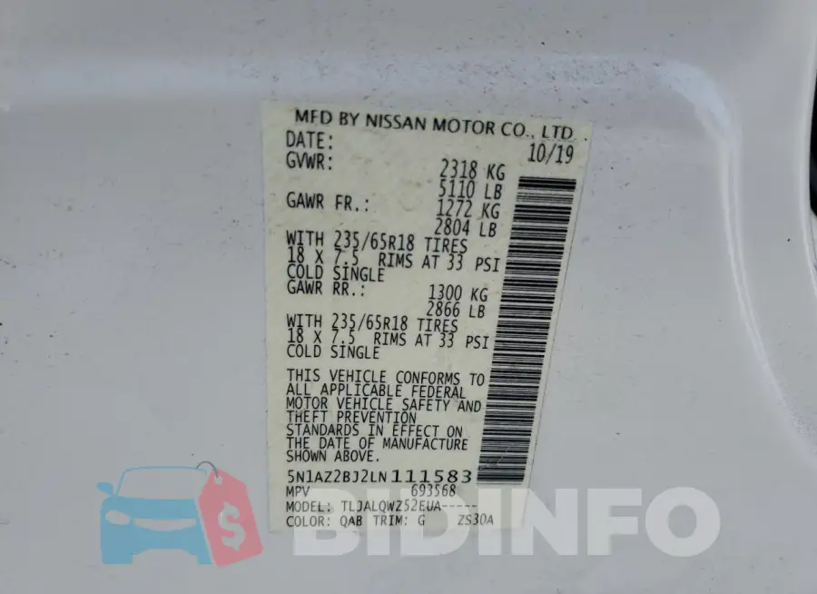 5N1AZ2BJ2LN111583 Photo# 14