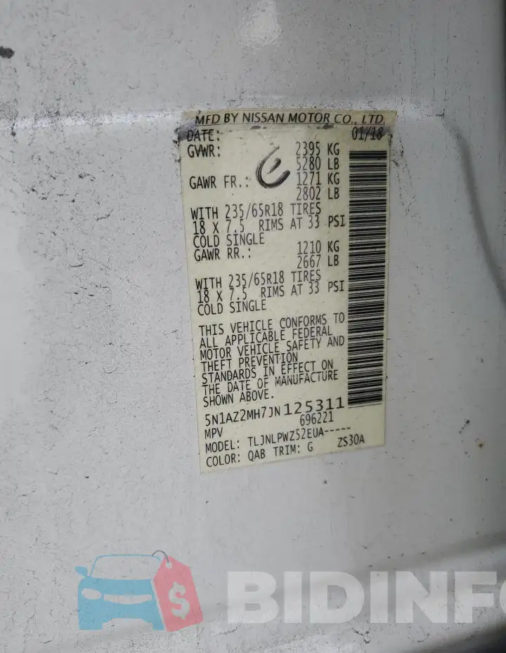 5N1AZ2MH7JN125311 Photo# 13