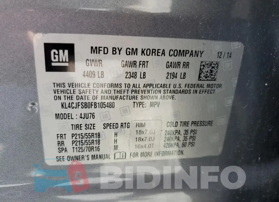 KL4CJFSB0FB105480 Photo# 12