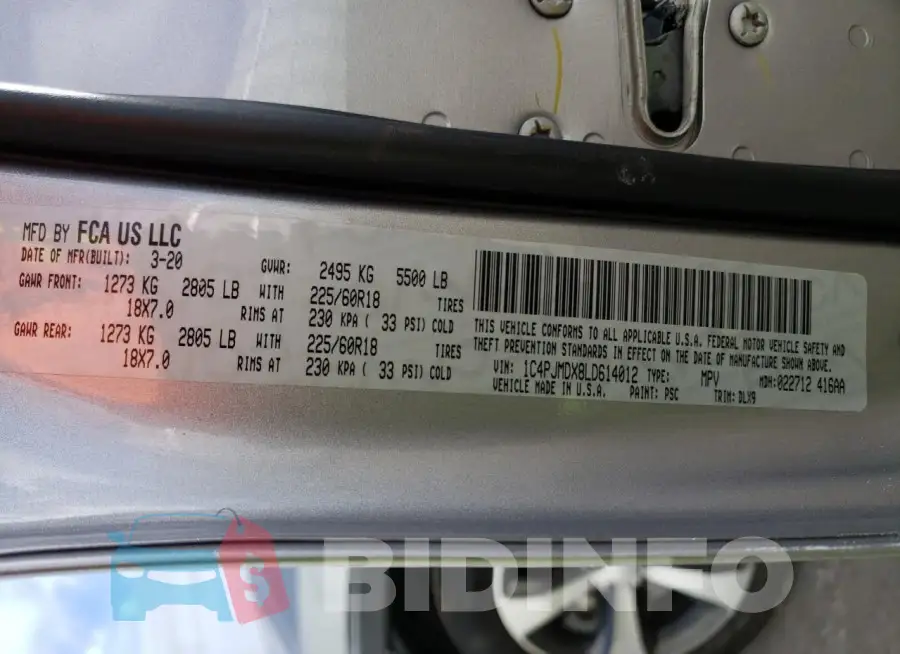 1C4PJMDX8LD614012 Photo# 13