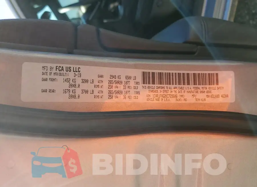 1C4RJFAG2KC729606 Photo# 13