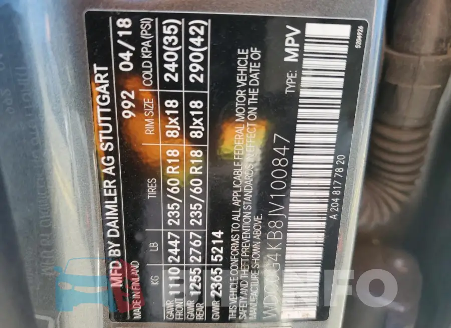 WDC0G4KB8JV100847 Photo# 12