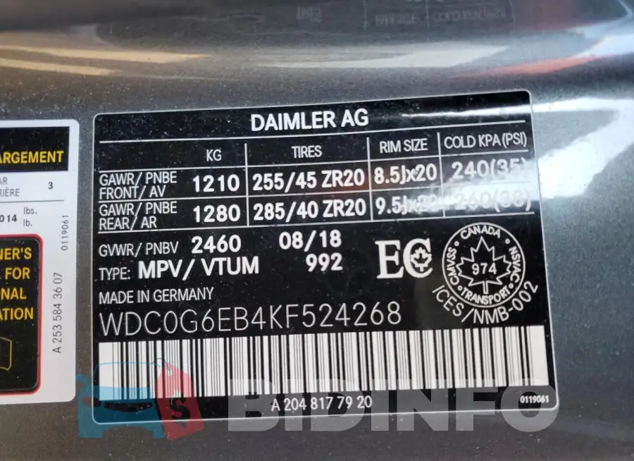 WDC0G6EB4KF524268 Photo# 13