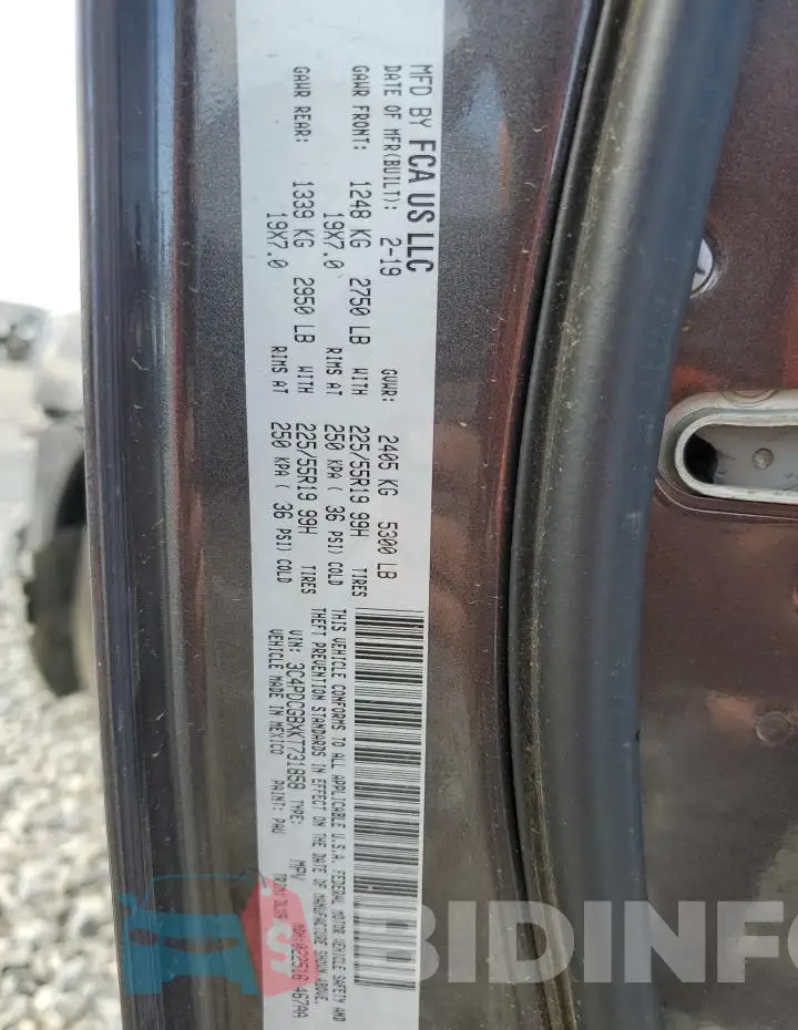 3C4PDCGBXKT731858 Photo# 13
