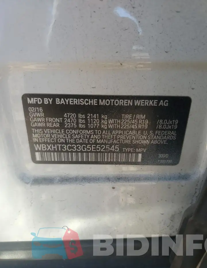 WBXHT3C33G5E52545 Photo# 12