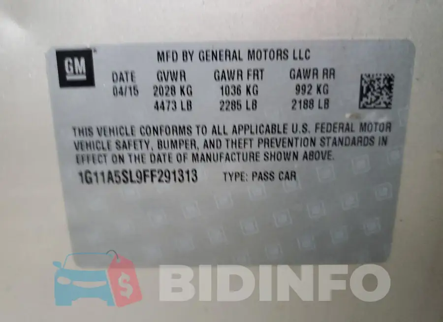 1G11A5SL9FF291313 Photo# 12