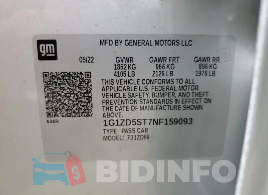 1G1ZD5ST7NF159093 Photo# 12