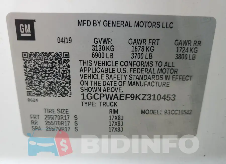 1GCPWAEF9KZ310453 Photo# 12