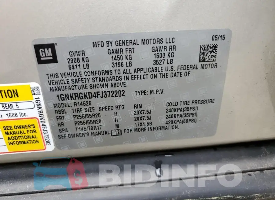 1GNKRGKD4FJ372202 Photo# 12