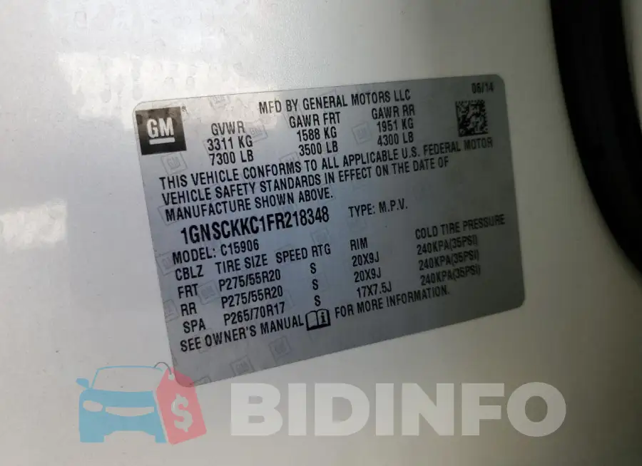 1GNSCKKC1FR218348 Photo# 12