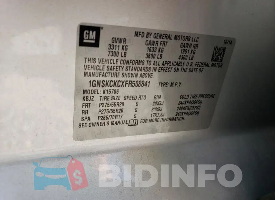 1GNSKCKCXFR508841 Photo# 12