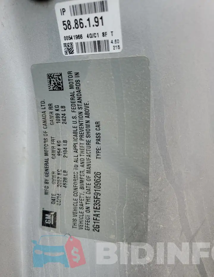 2G1FA1E35F9109626 Photo# 12