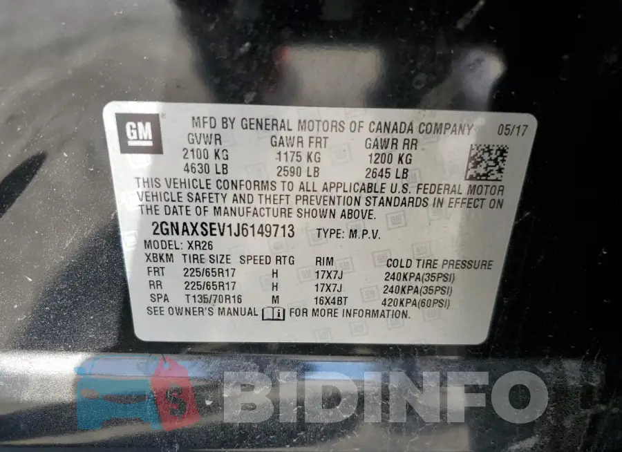 2GNAXSEV1J6149713 Photo# 12