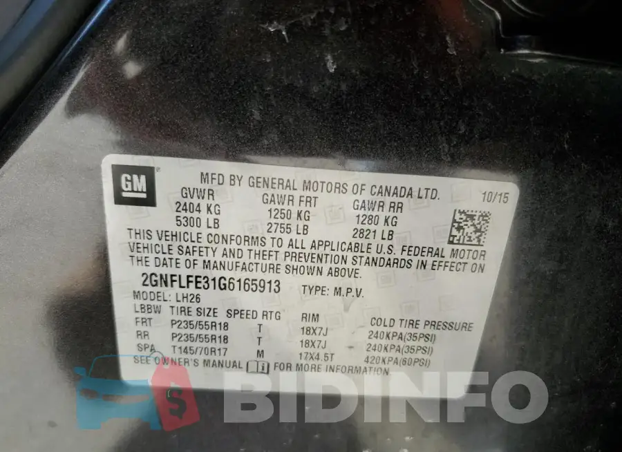 2GNFLFE31G6165913 Photo# 13