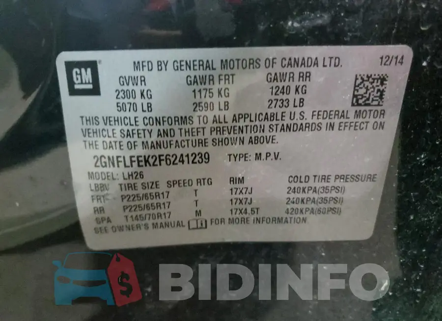 2GNFLFEK2F6241239 Photo# 12