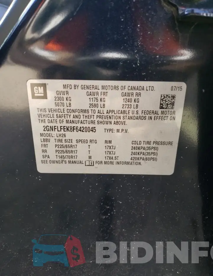 2GNFLFEK8F6420045 Photo# 13