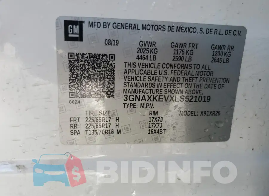 3GNAXKEVXLS521019 Photo# 14