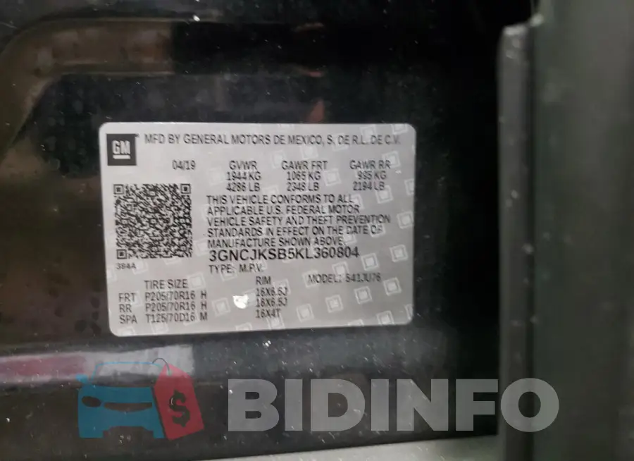 3GNCJKSB5KL360804 Photo# 12