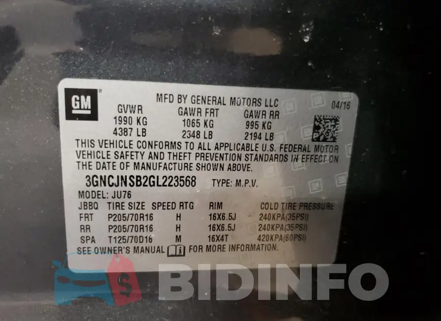 3GNCJNSB2GL223568 Photo# 13