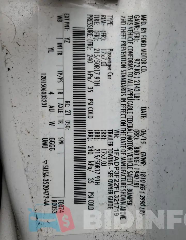 1FADP3F22FL321719 Photo# 12