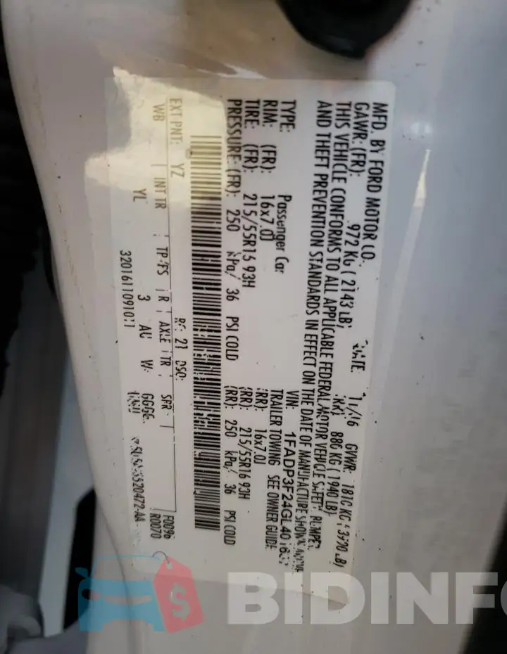 1FADP3F24GL401637 Photo# 12