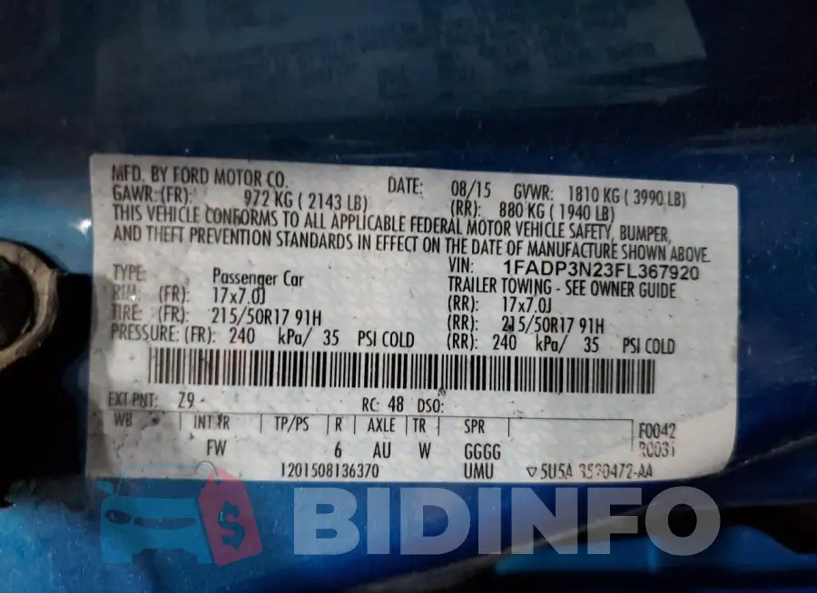 1FADP3N23FL367920 Photo# 12
