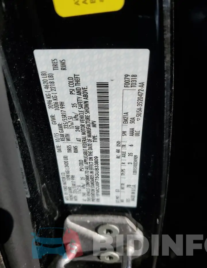 1FMCU0F75GUB33809 Photo# 12