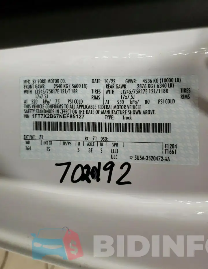 1FT7X2B67NEF85127 Photo# 13