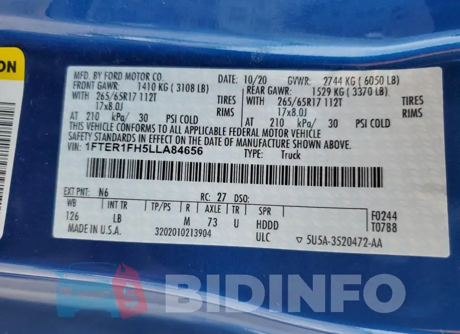 1FTER1FH5LLA84656 Photo# 12