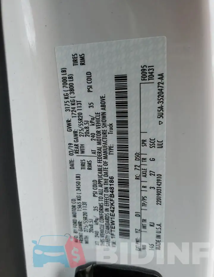 1FTEW1E42KFB48186 Photo# 12